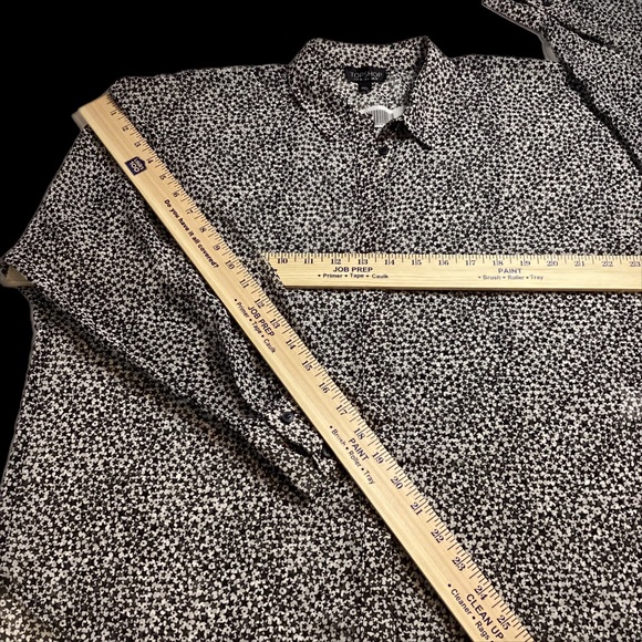 ‼️SOLD💕🔥 TOPSHOP EUC Women 6 Semi-Sheer Hi-Lo Black White Star Pattern Blouse - Picture 13 of 16